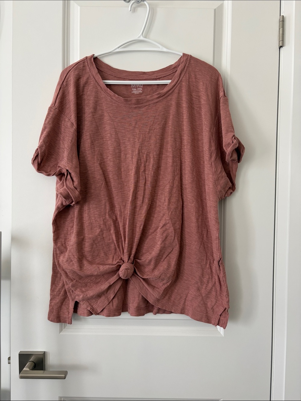 Buffalo David Bitton Dusty Rose Knot-Front Short Sleeve Tee